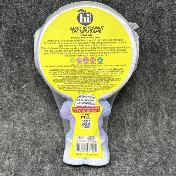 HI Peach Layne Giant Astronaut Bath Bomb 2pc Ocean Air Coconut Sandalwood NEW - Picture 4 of 6